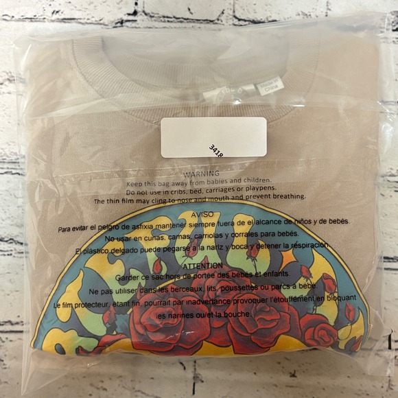 Grateful Dead Forever Tie Dye Sweatshirt XS Dancing Bear Roses Tan Green Brown - Picture 8 of 8